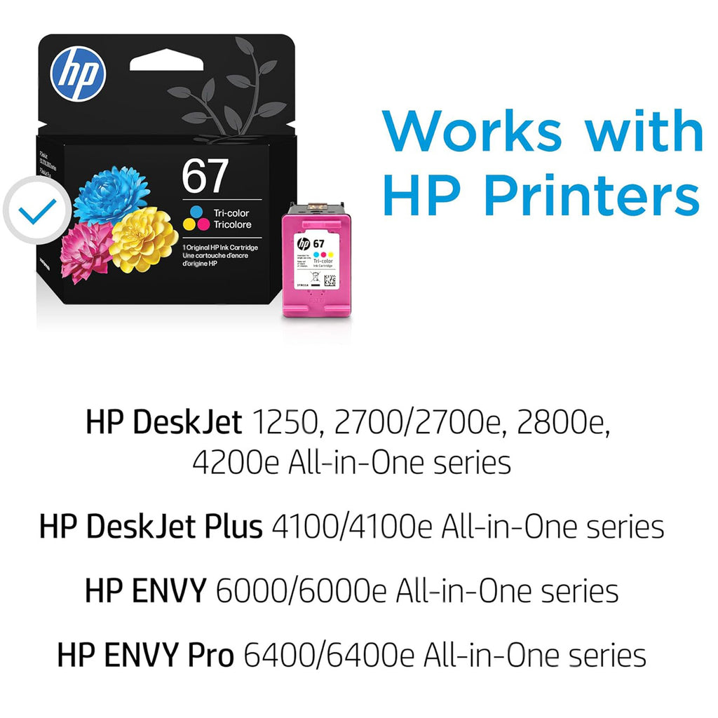 HP 67 Tri-Color Ink Cartridge | Eligible for Instant Ink | 3YM55AN