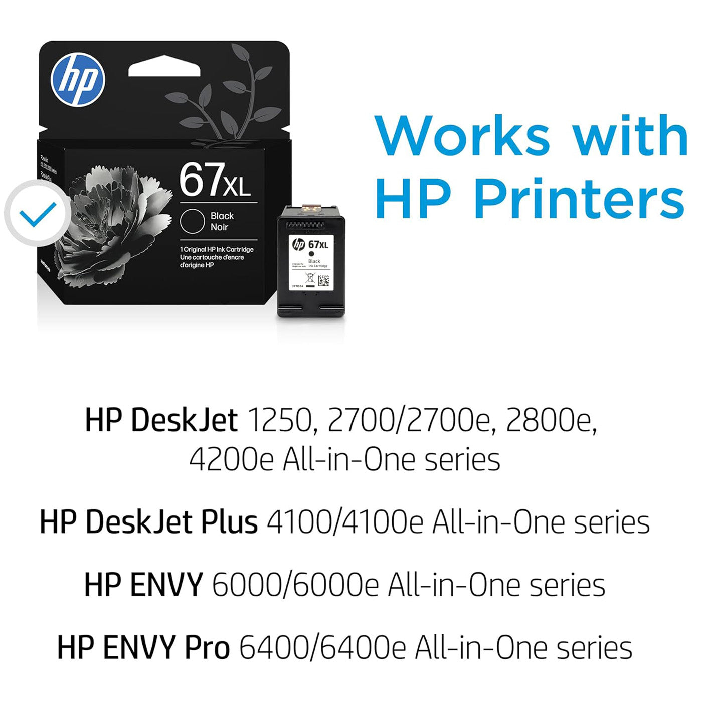 HP 67XL Black High-Yield Ink Cartridge | Eligible for Instant Ink | 3YM57AN